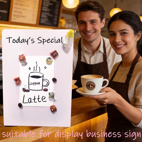 Metal Pink Magnet Display Board by [Brand Name] - 14" x 10" Anti-Slip Bulletin Board for Home Office & Events