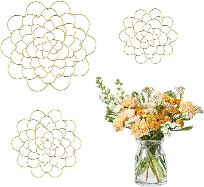 3 Pcs Flower Arrangement Holder Stainless Reusable Wire Flower Arranging Tool Floral Insert Metal Round Floral Frog for Vase Plant Flower Fixation