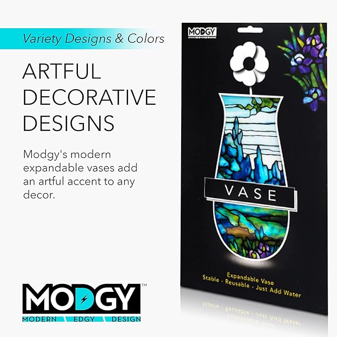 MODGY Expandable Flower Vase Plastic Decorative Modern Vases for Flowers Centerpieces Dining Table Decor Living Room Bathroom Wedding Office, Tiffany - Iris