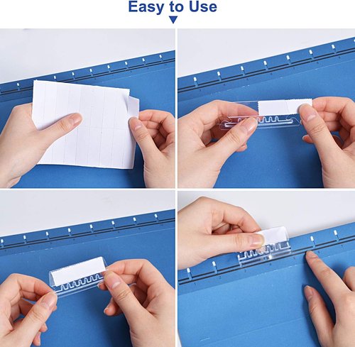 Hupos File Folder Tabs - 200 Sets Clear Plastic Hanging Tabs for Quick Identification | 2 Inch Inserts