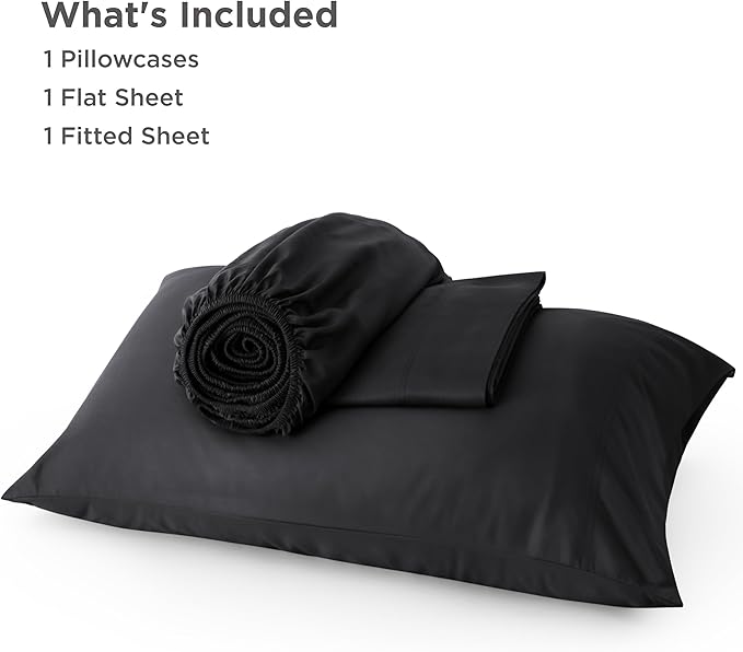 Bedsure Cooling Sheets Twin XL, Rayon Derived from Bamboo, Breathable & Soft Twin XL Sheet Sets, Deep Pocket Up to 16 Inches, Hotel Luxury Silky Dorm Bedding for Hot Sleepers, Black