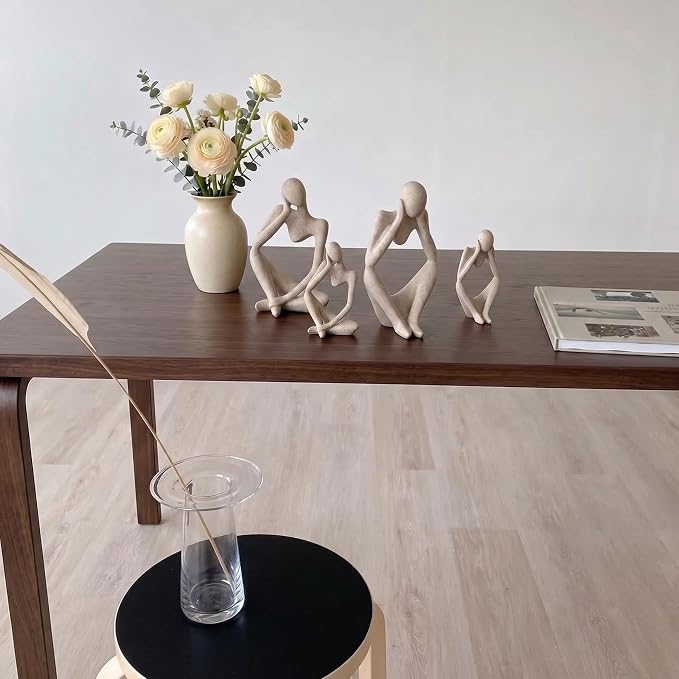 Abstract Thinker Statue, Palm-Sized Sandstone-Look Resin Sculpture for Home Decor, Modern Tabletop Statue Decor for Bookshelf, Office, Living Room and Bedroom
