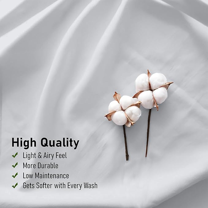 RUVANTI 100% Cotton Twin XL Sheet Sets, 3 Pieces, Soft & Breathable Percale Weave Bedding, Deep Pocket 16", Hotel Standard, Crisp Cool Feel, Durable, Perfect Size Dyed Sheets, Quiet Gray