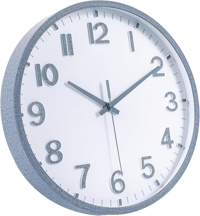 Wall Clocks Battery Operated 8 inch Modern Wall Clock,Silent Non Ticking Wall Clock for Living Room Bedroom Kitchen Office Classroom Decor (Texture Gray White)