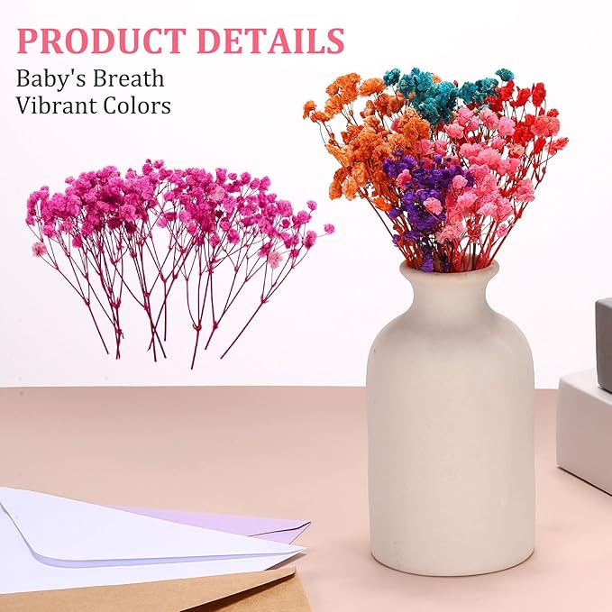 PATIKIL Mini Dried Gypsophila Flower Kit, 30Pcs 4 Inch Rose Red Natural Pressed Floral Bundles with Tweezer for DIY Resin Crafts Gift Wedding Christmas Card Decor Flower Bouquets