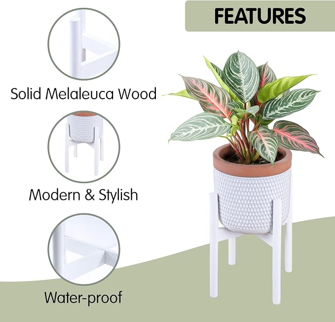 Wood 11.9" x 12.5" Plant Stand Indoor Outdoor, Wooden Single Floor Plant Pot Holder, Natural Plant Stand, Assembly Required (Excluding Potted Plants)
