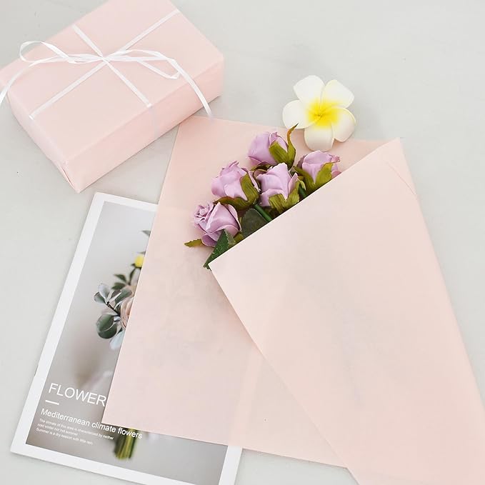 BEISHIDA 100 Sheets Grey Pink Tissue Paper Bulk, Wrapping Tissue Paper for Gift Bags, 14 x 20 Inch Gift Wrap for Birthday Wedding Graduation DIY Crafts Holiday Flowers