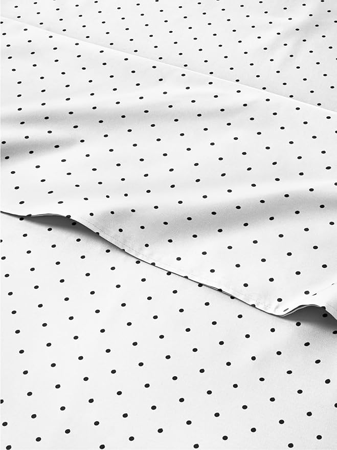 Blue Polka Dots Bed Sheet Set – 1 Flat & 1 Fitted Sheet & 2 Pillowcases w/ Deep Pockets – Polka Dot Bedding - Wrinkle & Fade Resistant - Soft, Breathable & Cooling - Comfy, Luxury Bed Set - Full Size
