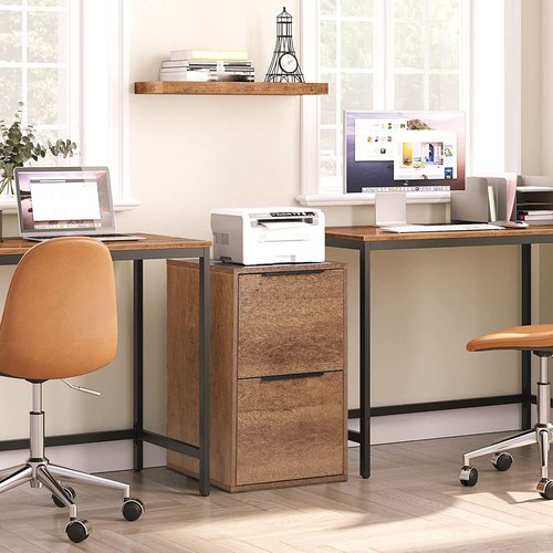 LUCYPAL 2-Drawer File Cabinet - Wood Design with Hanging Bars for Letter Size Files - Brown