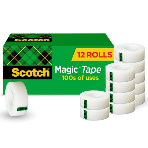 Scotch Magic Tape - Invisible Adhesive for Home & Office | 12 Rolls for School & Classroom Use