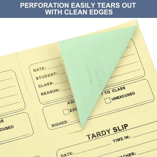 Engrowtic Tardy Slip Book - 800 Carbonless Duplicate Slips | 3.5 x 4.3 Inch for Easy Student Late Arrival Tracking (Yellow & Green)