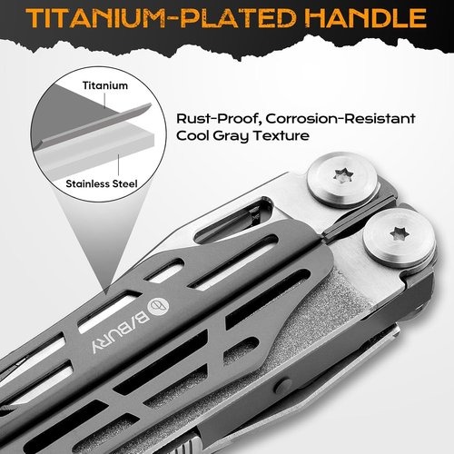 BIBURY 22-in-1 Stainless Steel Multitool - Foldable EDC Pocket Knife with Scissors & Sheath for Outdoor Survival