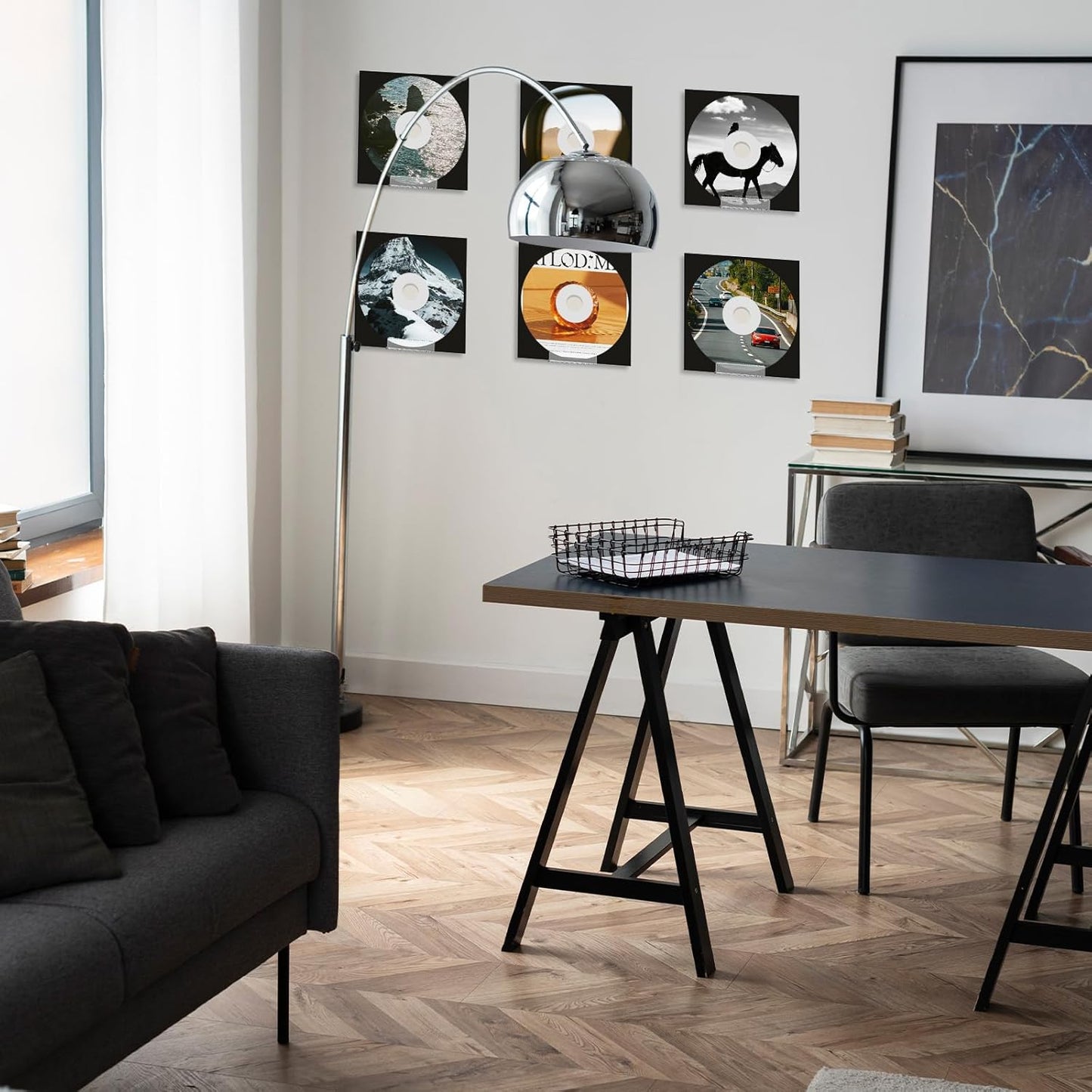 Skiennix Vinyl Record Holder - 12Pcs Adhesive Clear Acrylic Floating Shelves for Wall | Invisible Design