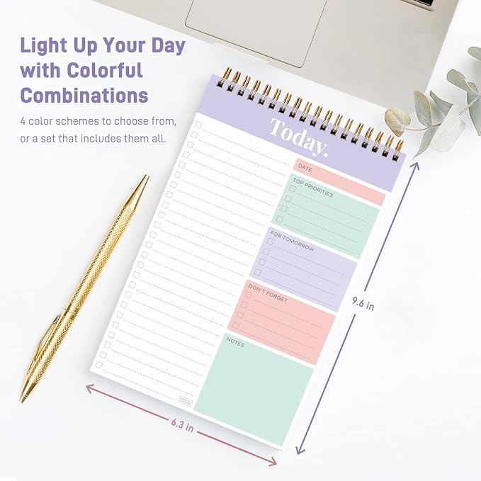 Sweetzer & Orange Daily & Weekly To Do List Notepad – Undated Work Planner & Organizer with Wish List Section, 52-Sheet Coiled Task Pad for Productivity – MAUVE To Do List Notebook for Work