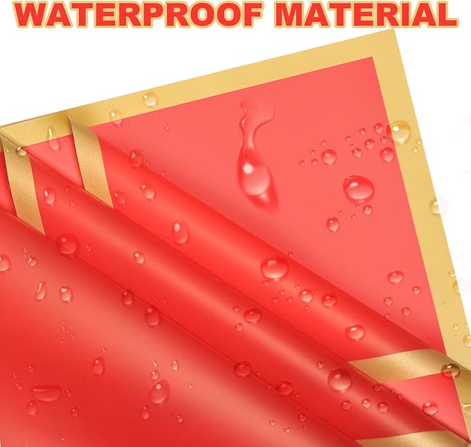 DEWJDFSC 20 Sheets Flower Wrapping Paper,Waterproof Floral Korean Bouquet Wrapping Paper, Florist Supplies, Suitable for Flowers Gift Packaging (Red-2)