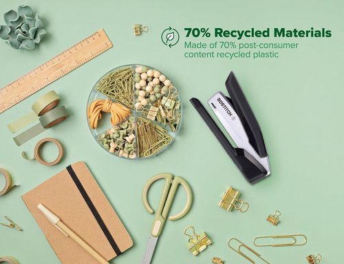 Bostitch Office InPower Eco-Friendly Stapler - One-Finger Technology, Jam-Free, Black | Includes 210 Staples