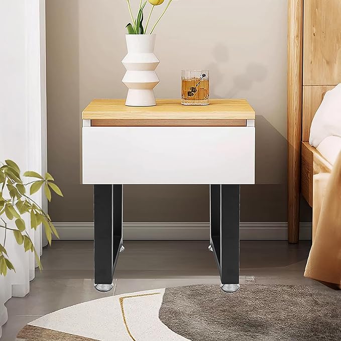 16 Inch Metal Bench Coffee Table Legs, Heavy Duty Desk/Chair Legs,Black Metal End Furniture Legs with Adjustable Protector Feet (H16” x W11.8”, Set of 2)