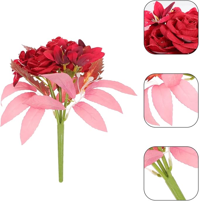 TOYANDONA Vivid Artificial Bouquet Faux Flower Arrangement for Vase Tabletop Decoration Wedding Party Home Decor with Realistic Color and Leaf Texture