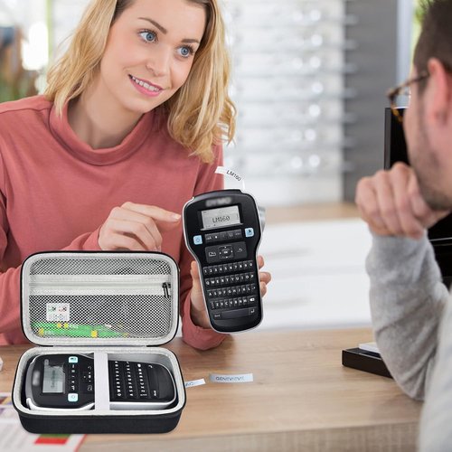 DYMO Compatible Label Maker Case - Hard Protective Travel Storage Bag with Mesh Pocket & Smooth Zipper