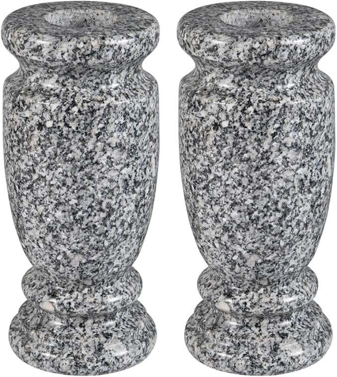 Granite Cemetery Vase for Grave Markers, Headstone Memorial Flower Holder