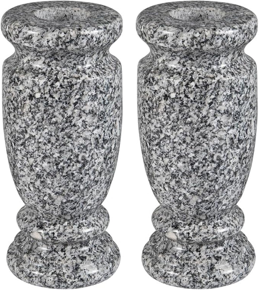Granite Cemetery Vase for Grave Markers, Headstone Memorial Flower Holder
