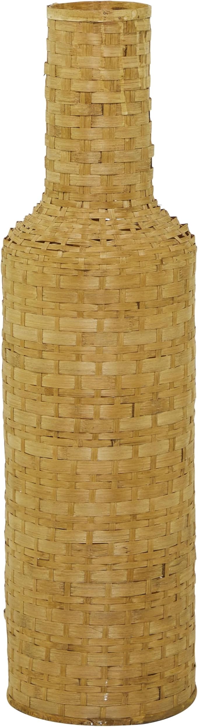 Deco 79 Bamboo Wood Decorative Vase Tall Woven Floor Centerpiece Vase, Vase for Home Decoration 8" x 8" x 30", Brown