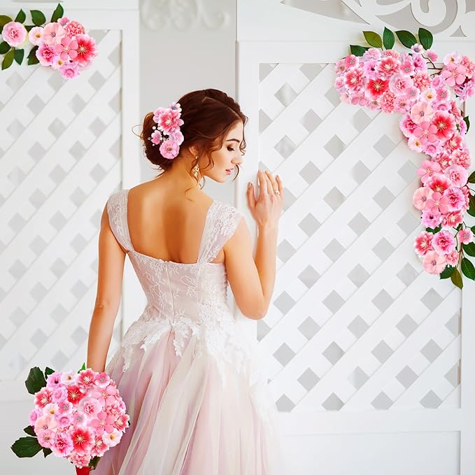 Geosar 120 Pcs Small Flowers for Crafts Mini Faux Flowers Artificial Silk Fabric Floral Arrangement Decor for DIY Wreath Bouquets Wedding Shower Home Decor(Pink,Cozy Style)