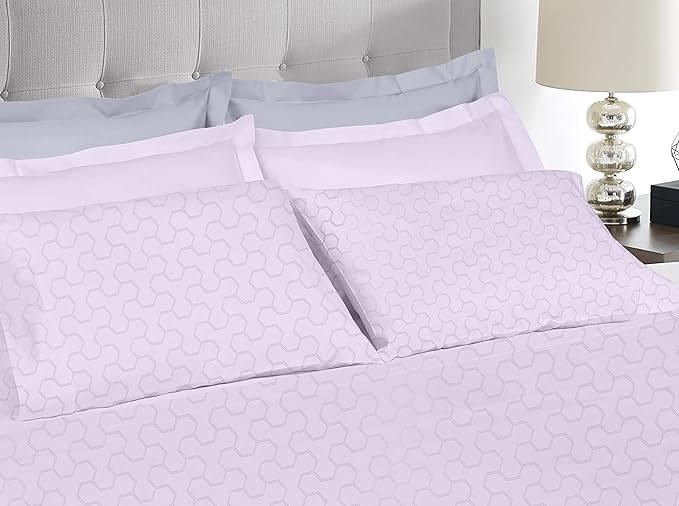 Threadmill Cotton Full Size Sheet Set | 500 Thread Count 100% Cotton Sheets for Full Size Bed | Damask Jacquard Full Bed Sheets Set 16” Deep Pocket | Soft Sateen 4-Piece Cooling Bedding Set | Lilac