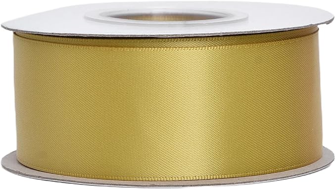 YAMA Gold Double Faced Satin Ribbon 1 1/2 Inch 25 Yards, Wide Gold Christmas Ribbon for Christmas Tree Gift Wrapping Crafts Party Decoration