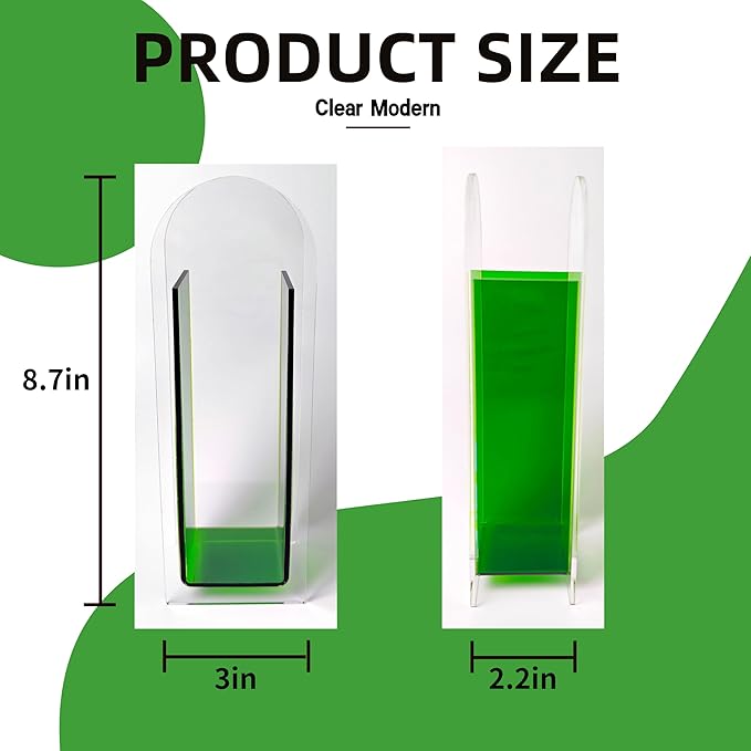 Acrylic Vase Creative Gifts Minimalist Design Wedding Centerpiece Home Office Decor Elegant Floral Display Stand(Not Including Flowers) (Semi-Green, 1PCS)