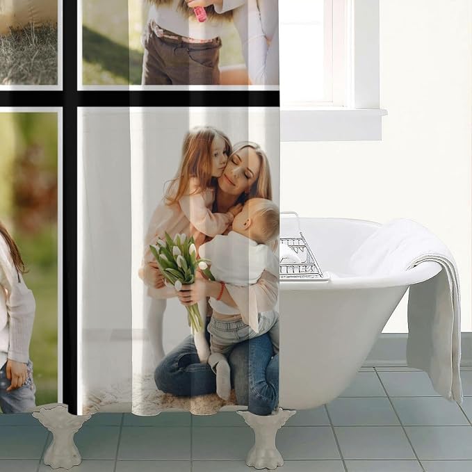 Personalized Shower Curtain Set Custom Photo Shower Curtains Modern Minimalist Home Bathroom Curtain Decor with 12 Hooks 72 Inch Wide * 72 Inch High