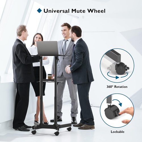 BONTEC Portable Mobile Standing Laptop Desk - Height Adjustable Sit-Stand Workstation | Ideal for Home Office & Classroom