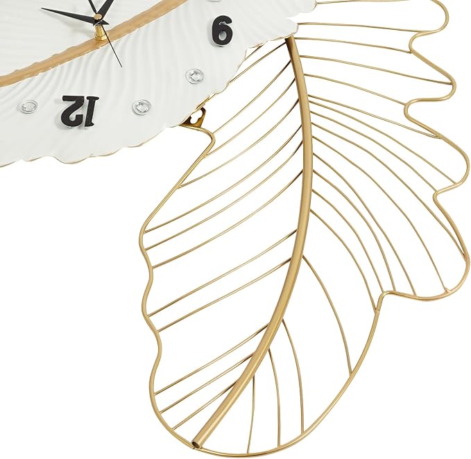 30.8Inch Large Wall Clocks for Living Room, Feather-Shaped Wall Clock Large Decorative Art Clock Silent Battery Operated, Modern Creative Decorative Clock for Living Room, Entrance, Office