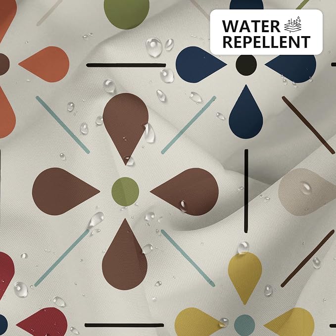 APROPHIC Mid Century Shower Curtains for Bathroom, Vintage Geometric Bathroom Decor Set with Hooks, Washable Kitchen Retro Decorations Waterproof Polyester Fabric Shower Curtain, 72x72 Inch