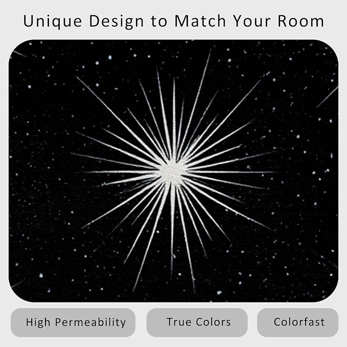 Starburst Rug Square 8x8 Mid Century Modern Retro Pattern Area Rugs for Living Room, Bedroom, Starburst Home Decor Accessories Indoor Carpet, Non Slip & Machine Washable