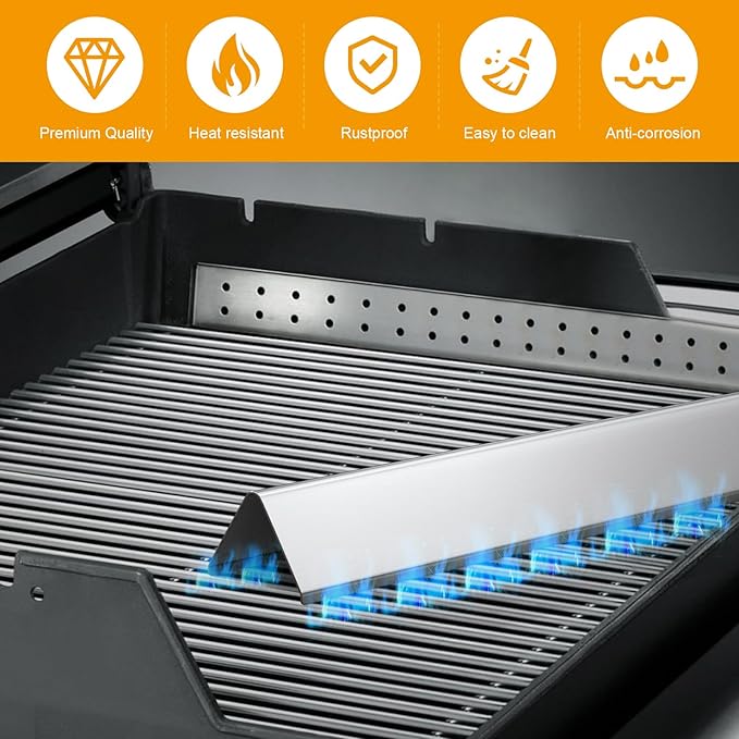 Genesis 300 Grill Parts for Weber Genesis 310 330 Series E330 E310 E320 S310 S320 S330 EP330 EP310 CEP-320 Grill Parts, SUS 304 Stainless Steel Flavorizer Bars and Heat Deflector for Weber 7622 7620"