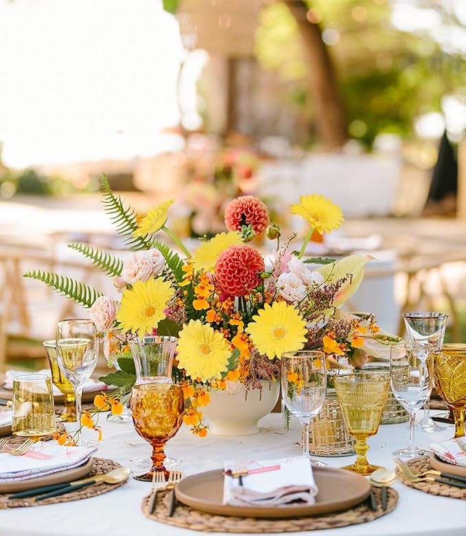 8PCS Yellow Fake Daisies Small Artificial Flowers 11.8” Daisy Bouquet for Table Centerpiece Arrangement Bathroom Kitchen Home Decor