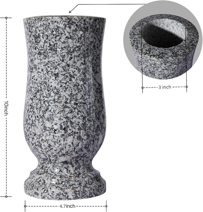 Natural Granite Cemetery Vase for Grave Headstone Decoration Timeless Memorial (2)
