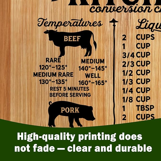 Lacama Kitchen Conversion Chart Gifts for Women Cutting Board, Kitchen Gifts for Women，Decorative Bamboo Cutting Board Christmas Birthday Mother's Day Gift