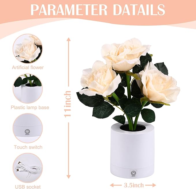 WSYEAR Forever Yellow Rose Flower Lamp Touch Lamp Christmas Birthday Gifts for Women Her Wife Girlfriend Daughter, Dimmable Rose Lamp Decor for Bedroom