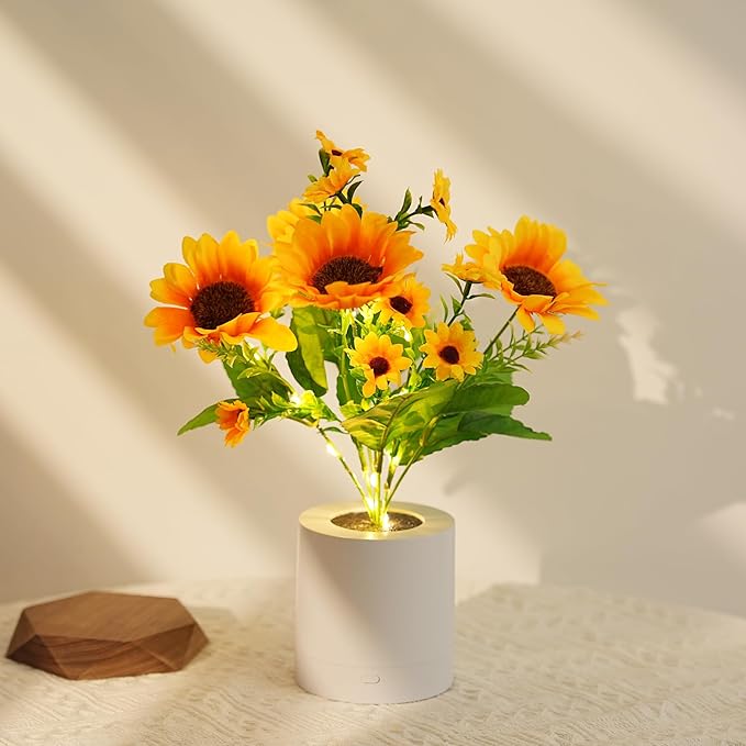 WSYEAR Sunflower Flower Lamp Gifts for Women, Birthday Christmas Ideal Gifts for Mom Granddaughter Girlfriend Friend Wife, Bedroom Bar Coffee