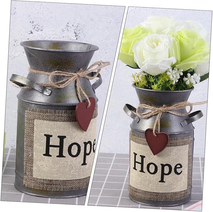 2pcs Vintage Style Flower Bucket Retro Iron Flower Container Decorative Empty Pot for Home Office Wedding Boho Style Decor