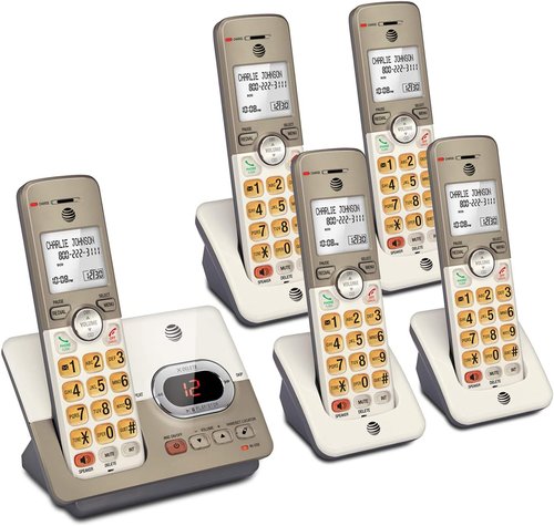 AT&T EL52513 Cordless Phone System - 5 Handsets with XL Backlit Keys & Answering Feature
