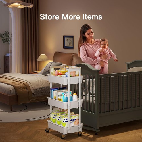 Pipishell 3-Tier Rolling Metal Utility Cart - Versatile Mesh Organization Cart (2 PCS)