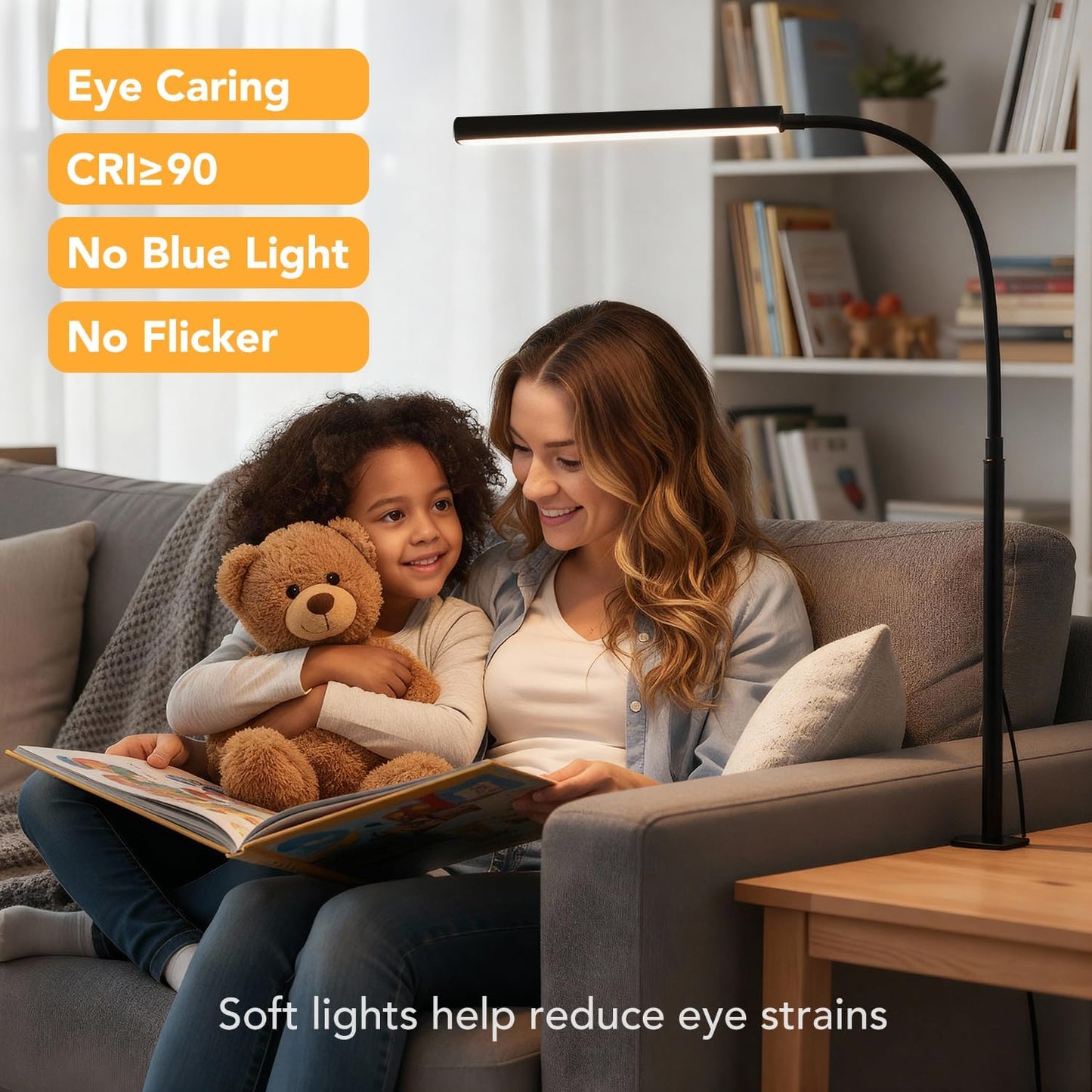 Skiennix LED Desk Lamp - Eye-Caring Clip-On Light with 5 Modes & 10 Brightness Levels | Flexible Gooseneck, Black
