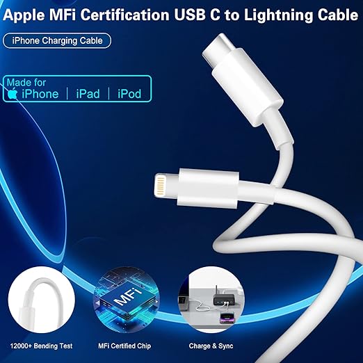 Fast Charger iPhone,Dual Port A/C iPhone Charger Fast Charging Adapter,2Pack Quick Double Phone Wall Charger Block,Apple Charger Block 10FT USB C to Lightning Cable foriPhone 14/13/12/11/ProMax/XS/XR