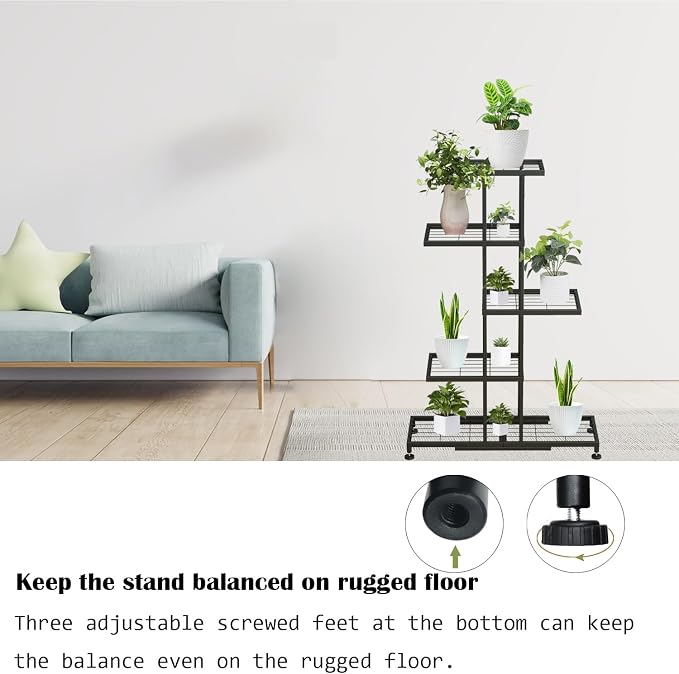Twhep 5-Tier Iron Plant Stand - Modern Multi-Functional Shelf for Balcony & Garden