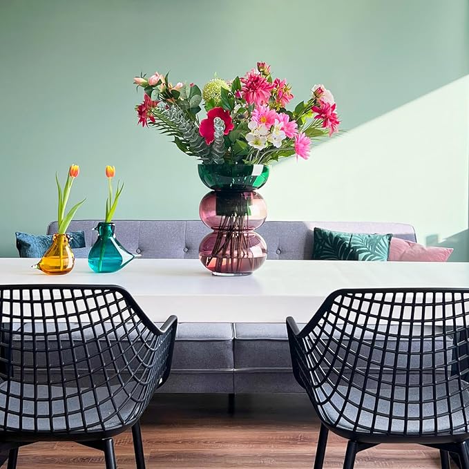 Cloudnola Extra Large Bubble Reversible Glass Flower Vase, Green and Pink, 16" Height x 10" Dia, Home, Centrepiece, Wedding, Gift, and Event Decor