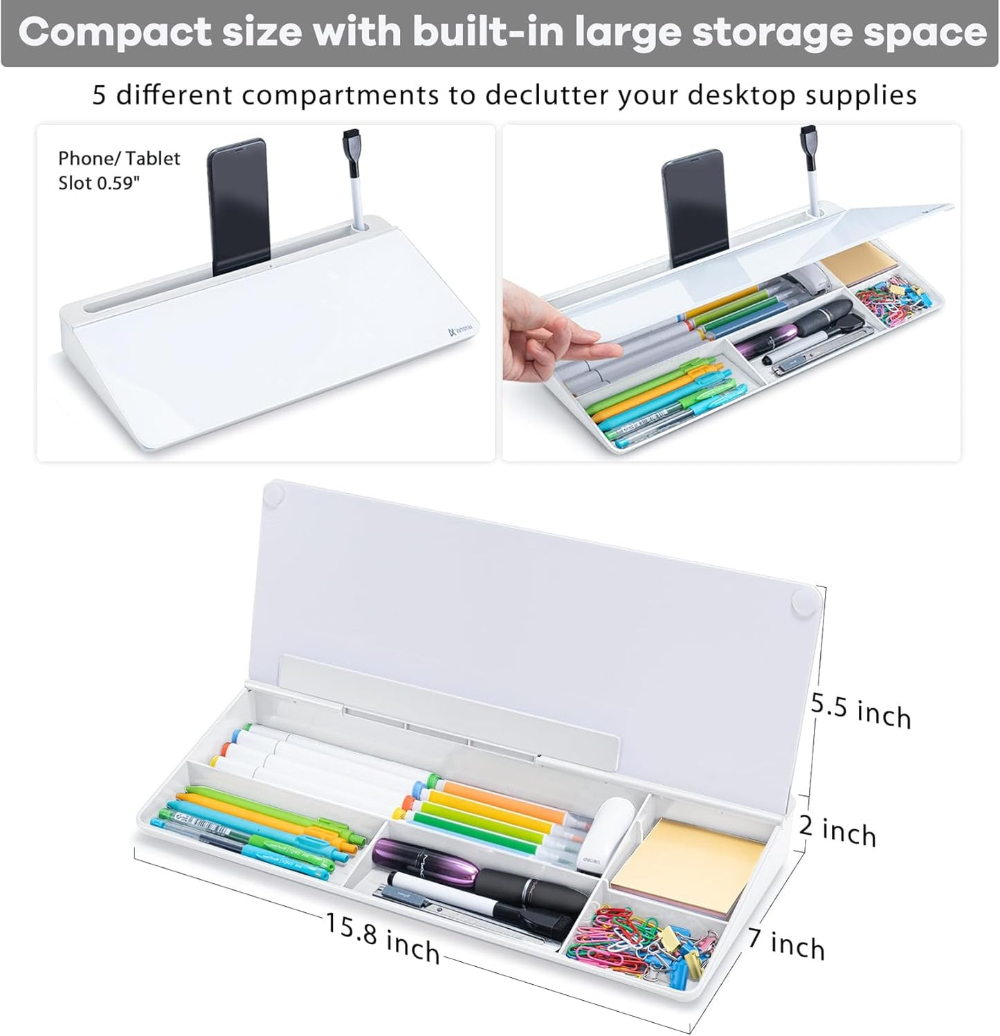 Skiennix Desktop Whiteboard - Whiteboard with Calculator | Ideal Desk Organizer for Home, Office & School