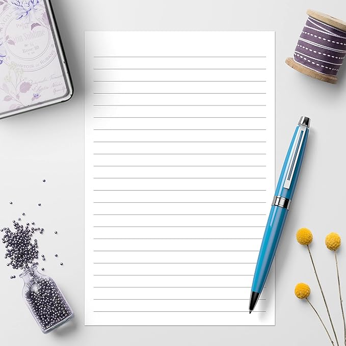 321Done Ruled Notepad Lined Notepad - Made in USA, White - Half Size (5.5x8.5), Wide-Ruled